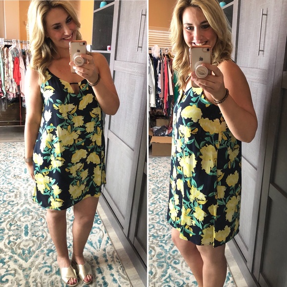 S-L Navy & yellow floral sundress - Picture 2 of 5